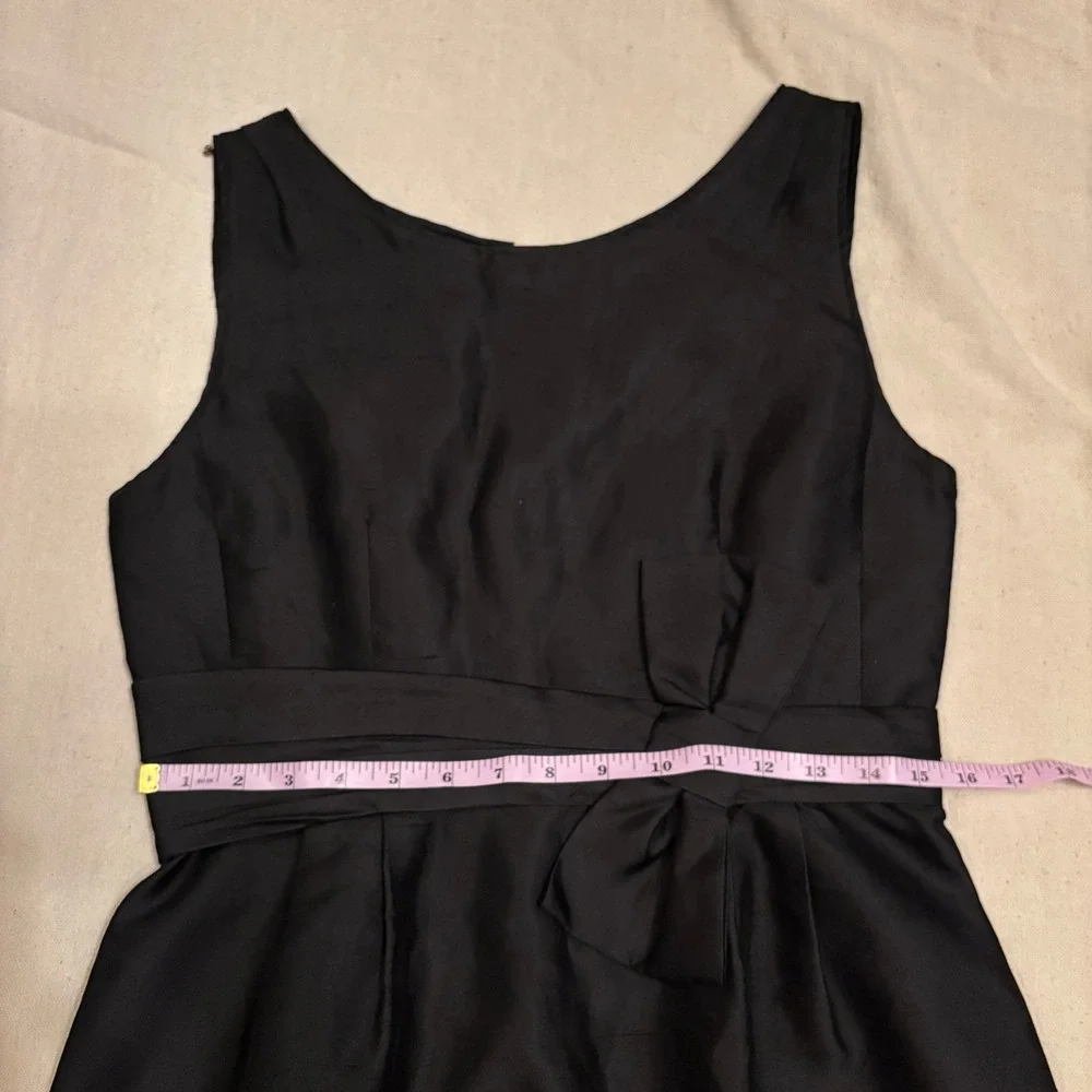Kate Spade New York Black Silk Cotton‎ Bow Waist Cocktail Dress Size 8 Gold Zip